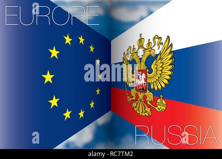 Union européenne/Russie drapeaux, vector illustration Illustration de Vecteur