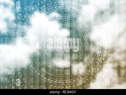 Arrière-plan de haute technologie Cloudscape avec des cercles et des points. Vecteur conception abstraite Illustration de Vecteur