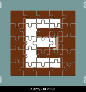 Lettre E est écrit sur les pièces du puzzle Illustration de Vecteur