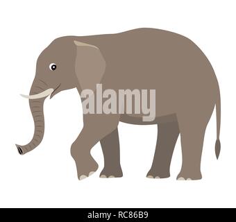 Cartoon cute animal sauvage, grand éléphant gris Illustration de Vecteur