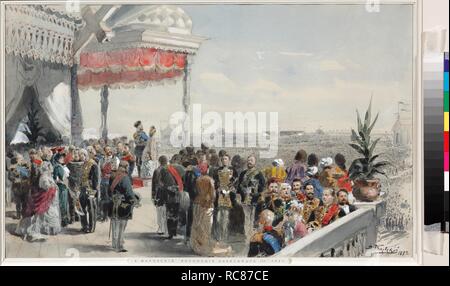 Festivités publiques après le couronnement de l'empereur Alexandre III sur champ Khodynka. Musée : collection privée. Auteur : Vladimir Makovsky, Yegorovich. Banque D'Images