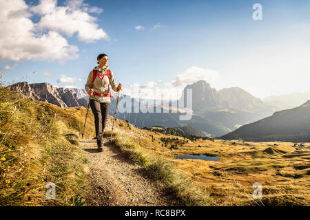 Randonnées en Puez-Geisler, autour Geislergruppe, Dolomites, Trentino-Alto Adige, Italie Banque D'Images