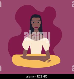 De jolies jeunes ethnicité exotiques mixed race woman sitting at table Illustration de Vecteur
