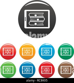 Livre électronique icons set 9 vecteur de couleur isolé sur blanc pour toute conception Illustration de Vecteur