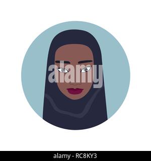 Belle jeune fille Belle portrait visage femme musulmane portant le hijab Illustration de Vecteur