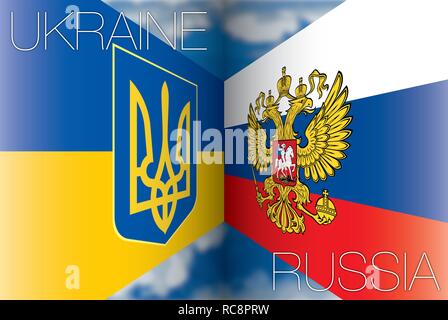 L'Ukraine contre la Russie drapeaux, vector illustration Illustration de Vecteur