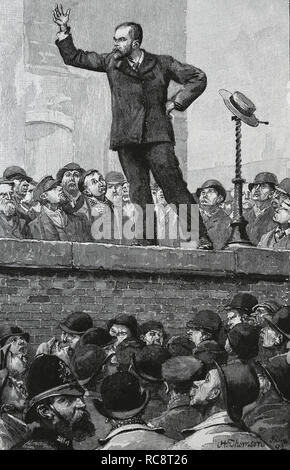 United Kingdom. Londres. Réunion socialiste. Gravure de H. Thomson. 19e siècle. Banque D'Images