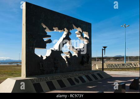 Mémorial à la guerre des Malouines, la guerre des Malvinas, Ushuaia, Fireland, en Patagonie, Argentine, Amérique du Sud Banque D'Images