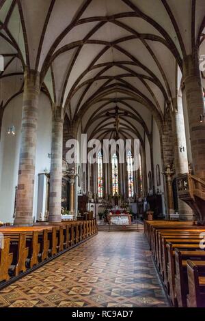 Photo de l'intérieur, Sankt Nikolaus église paroissiale, l'église de San Nicolò, vieille ville de Merano, le Trentin, le Tyrol du Sud, Italie Banque D'Images