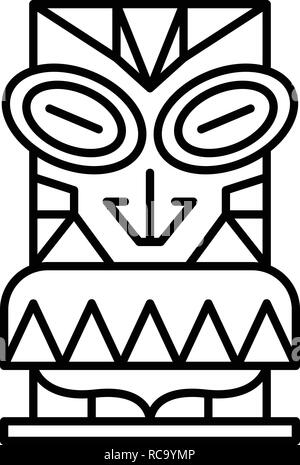 L'icône, l'idole de bois Aloha style contour Illustration de Vecteur