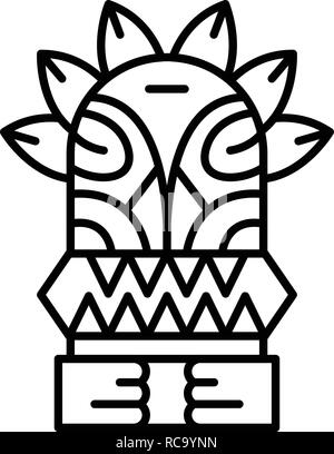 L'idole de bois de l'île, l'icône de style contour Illustration de Vecteur