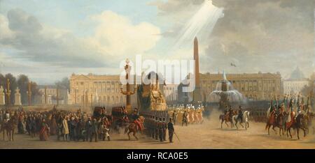 Les funérailles de Napoléon transport traverse la Place de la Concorde, le 15 décembre 1840. Musée : collection privée. Auteur : Guiaud, Jacques. Banque D'Images