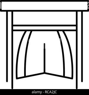 Rideaux de fenêtre moderne style du contour, icône Illustration de Vecteur