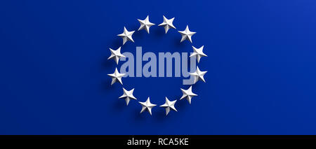 Les élections du parlement de l'Union européenne. Drapeau de l'UE avec un cercle d'étoiles blanches sur fond bleu. 3d illustration Banque D'Images