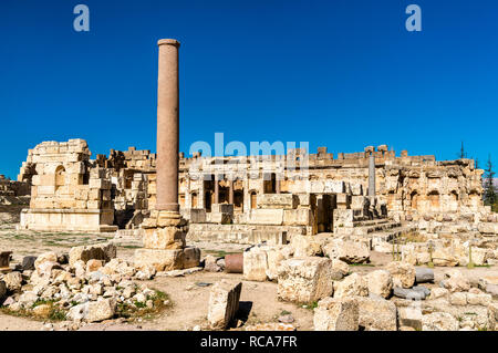 Grande cour du temple de Jupiter à Baalbek, Liban Banque D'Images