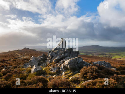 Rocher du Diamant sur la Stiperstones, Shropshire. Banque D'Images