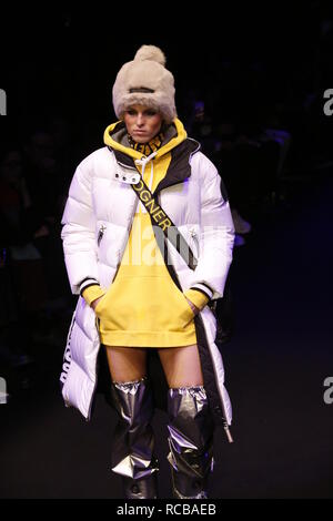Berlin, Allemagne, 14 janvier 2019, Bogner Fashion Show à la Mercedes-Benz Fashion Week (MBFW) Automne / Hiver 2019 eWerk à Berlin à Berlin-Mitte. Credit : SAO frappé/Alamy Live News Banque D'Images