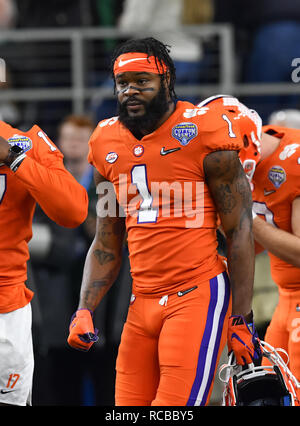 29 décembre 2018, Arlington, TX...Clemson, récepteur Trevion Thompson (1), à la NCAA football Cotton Bowl entre le Clemson Tigers et le Notre Dame Fighting Irish chez AT&T Stadium à Arlington, TX. (Photographe complète absolue et de la société Calomeni Crédit : Joe / MarinMedia.org / Cal Sport Media) Banque D'Images