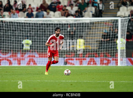 15 janvier 2019 : Mohammed Saleh de Palestine au cours de la Palestine v Jordanie au Mohammed Bin Zayed Stadium à Abu Dhabi, Émirats arabes unis, AFC Asian Cup, championnat de football d'Asie. Ulrik Pedersen/CSM. Banque D'Images