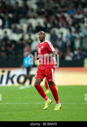 15 janvier 2019, Mohammed bin Zayed Stadium, Abu Dhabi, Émirats arabes unis ; football coupe d'Asie de l'AFC, la Palestine et la Jordanie ; Khaled Salem de Palestine Banque D'Images