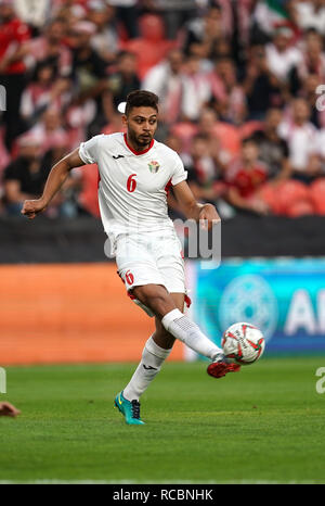 15 janvier 2019, Mohammed bin Zayed Stadium, Abu Dhabi, Émirats arabes unis ; football coupe d'Asie de l'AFC, la Palestine et la Jordanie ; Shadi Shaban de Palestine Banque D'Images