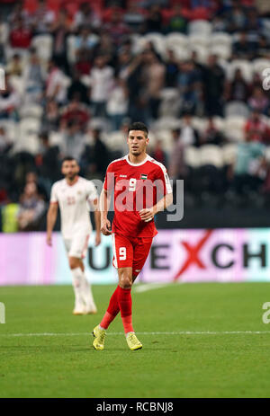 15 janvier 2019, Mohammed bin Zayed Stadium, Abu Dhabi, Émirats arabes unis ; football coupe d'Asie de l'AFC, la Palestine et la Jordanie ; Tamer Seyam de Palestine Banque D'Images