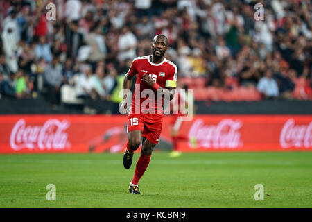 15 janvier 2019, Mohammed bin Zayed Stadium, Abu Dhabi, Émirats arabes unis ; football coupe d'Asie de l'AFC, la Palestine et la Jordanie ; Abdelatif Bahdari de Palestine Banque D'Images