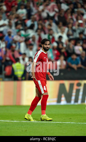 15 janvier 2019, Mohammed bin Zayed Stadium, Abu Dhabi, Émirats arabes unis ; football coupe d'Asie de l'AFC, la Palestine et la Jordanie ; Mohammed Saleh de Palestine Banque D'Images