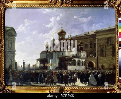 Procession de Pâques à la Cathédrale Maria Annonciation à Moscou. Musée : la Galerie nationale Tretiakov (Moscou). Auteur : BODRI, KARL PETROVITCH. Banque D'Images