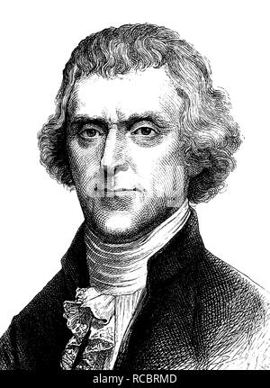 Thomas Jefferson, 1743 - 1826, le troisième président des États-Unis, le principal auteur de la Déclaration d'Indépendance Banque D'Images