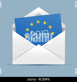 Icône de l'enveloppe de vote pour les élections européennes 2019 Illustration de Vecteur