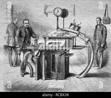 La prestation de services de pneumatiques à Berlin, Allemagne, 1888, gravure historique Banque D'Images