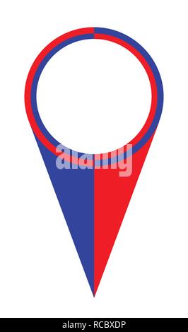 Rouge Blanc et bleu pointeur de carte emplacement de l'icône marqueur drapeau pin Illustration de Vecteur