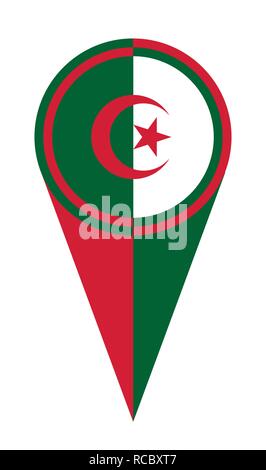 L'Algérie pointeur de carte emplacement de l'icône marqueur drapeau pin Illustration de Vecteur