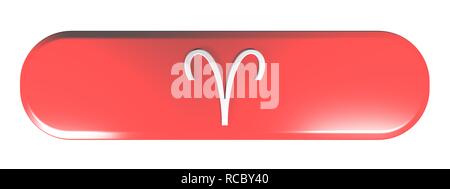 Zodiacal bélier rouge icône bouton poussoir rectangle arrondi - le rendu 3D illustration Banque D'Images