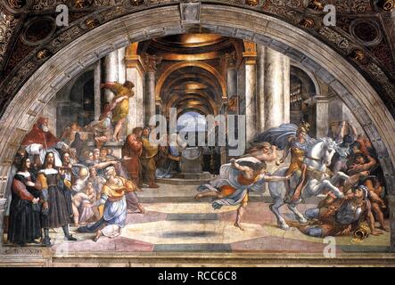 L'expulsion d'Heliodorus. Musée : Palais apostolique du Vatican. Auteur : Raphael (Raffaello Sanzio da Urbino). Banque D'Images