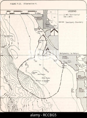 . D'impact environnemental préparé sur le projet de Point Reyes/Farallon Islands Marine Sanctuary / Ministère du Commerce des États-Unis, National Oceanic and Atmospheric Administration, Bureau de la gestion des zones côtières. Parcs et réserves marines en Californie.. F-123. Veuillez noter que ces images sont extraites de la page numérisée des images qui peuvent avoir été retouchées numériquement pour plus de lisibilité - coloration et l'aspect de ces illustrations ne peut pas parfaitement ressembler à l'œuvre originale.. Sondage national sur les océans. Bureau de la gestion des zones côtières. Washington : Le Bureau Banque D'Images