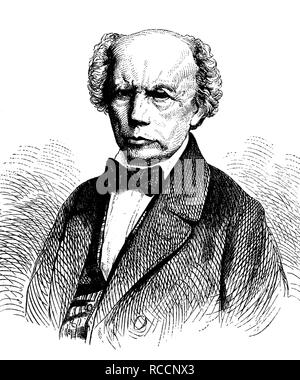 Johann Ludwig Uhland, 1787 - 1862, un poète allemand, érudit littéraire, avocat et homme politique, historique de la gravure sur bois, vers 1888 Banque D'Images