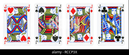 Quatre valets de cartes à jouer - isolated on white Banque D'Images