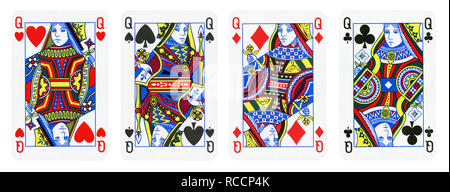 Cartes à jouer quatre reines - isolated on white Banque D'Images