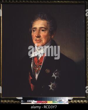 Portrait du poète Ivan Ivanovitch Dmitriev (1760-1837). Musée : A. Pouchkine Memorial Museum, Saint-Pétersbourg. Auteur : Tropinin, Vassili Andreïevitch. Banque D'Images