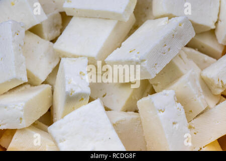 Fromages tranchés ou paneer vue rapprochée Banque D'Images