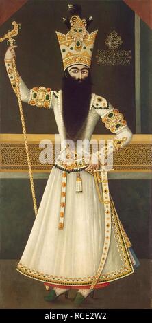 Portrait de Fath Ali Shah (1797-1834). Musée : Etat de l'Ermitage, Saint-Pétersbourg. Auteur : Ali RHIM. Banque D'Images