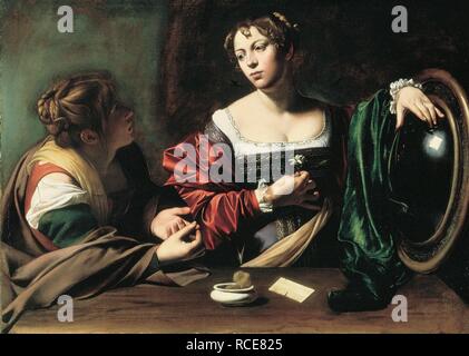 Marthe et Marie de Magdala. Musée : DETROIT INSTITUTE OF ART. Auteur : Caravage. Banque D'Images