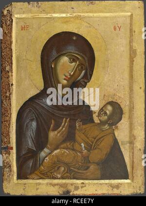 La Vierge Hodiguitria (Aristokratusa). Musée : le Saint et grand monastère de Vatopedi, Athos. Auteur : icône byzantine. Banque D'Images