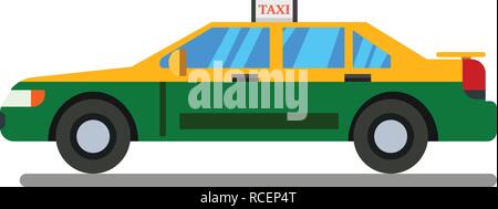 Design plat Taxi thaïlandais avec fond blanc isolé.vecteur taxi personnel thaïlandais m télévision cabine style design Illustration de Vecteur