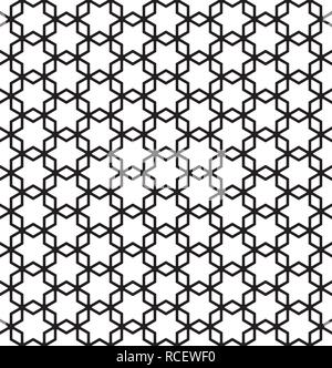 Seamless pattern géométrique basée sur modèle traditionnel japonais Kumiko.Les lignes de silhouette en noir et blanc avec une grande épaisseur et coins arrondis. Illustration de Vecteur