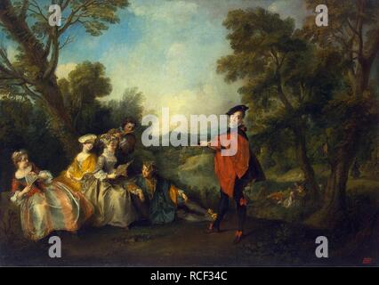 Les concerts dans le parc. Musée : Etat de l'Ermitage, Saint-Pétersbourg. Auteur : LANCRET, Nicolas. Banque D'Images