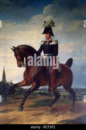 Portrait équestre de Frédéric-guillaume III de Prusse (1797-1840). Musée : Etat de l'Ermitage, Saint-Pétersbourg. Auteur : Krüger, Franz. Banque D'Images