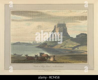 Château sur l'Île Sainte de la côte de Northumberland - scènes du paysage autour de la Grande-Bretagne. A Voyage round Grande-bretagne entrepris à l'été de l'année 1813. Avec une série de vues d'illustration de la nature et les principales caractéristiques de la côte, dessiné et gravé par William Daniell. Longman : Londres, 1814-25. Source : G.7045 204 plaque. Langue : Anglais. Auteur : DANIELL, WILLIAM. AYTON, RICHARD. Banque D'Images